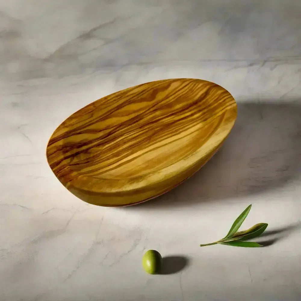 Olivenholz Schale oval flach